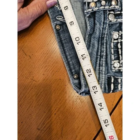 LA Idol Jeans Womans 3 blue bootcut embroidered pockets bling - Picture 5 of 9